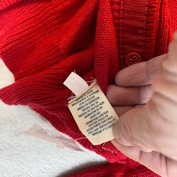 American Eagle Womans Cardigan Sweater S Red Cable Knit Button-Front Cotton - Picture 10 of 13